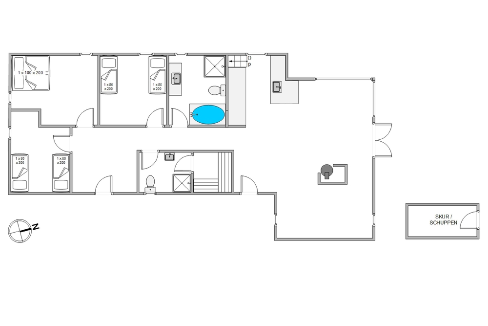 Schickes neues Saunahaus mit zwei Badezimmern
